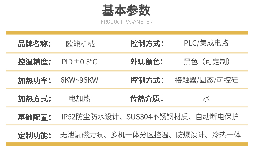 高溫水式模溫機參數